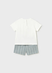 Conj. Bermuda lino aplique moto jade