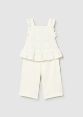Conj. Pantalon largo combinado crudo