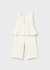 Conj. Pantalon largo combinado crudo