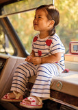 Conj. tricot stripes corazones crudo