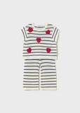 Conj. tricot stripes corazones crudo