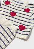 Conj. tricot stripes corazones crudo