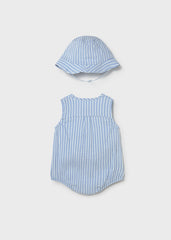 Pelele y gorro stripes cielo