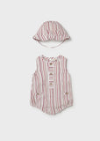 Pelele y gorro stripes terracota