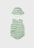 Pelele y gorro cuadros verde