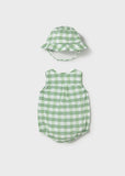 Pelele y gorro cuadros verde