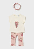 Conj. Leggings c/ diadema cerezas peonia