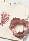 Conj. Leggings c/ diadema cerezas peonia