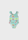 Bañador estampado mariposas turquesa