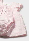 Vestido gasa floresitas rosa baby
