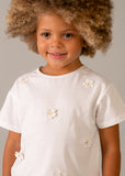 camiseta m/c aplique flores