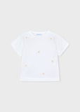 camiseta m/c aplique flores