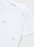 camiseta m/c aplique flores