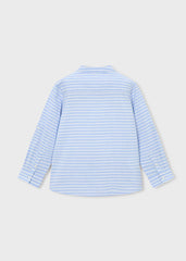Camisa m/l c/mao rayas cielo