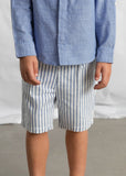 Conj. Bermuda lino suiting añil