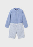 Conj. Bermuda lino suiting añil