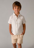 Conj. Bermuda lino suiting mocca
