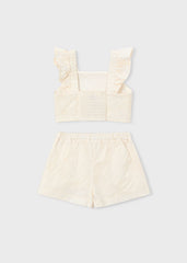Conj. Bermuda bordado natural