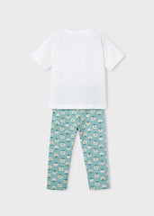 Conj. Leggings estampado flores lago