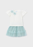 Conj. Falda tul flor lago