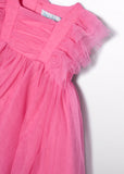 Vestido tul volantes chicle
