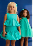 Vestido tul volantes jade