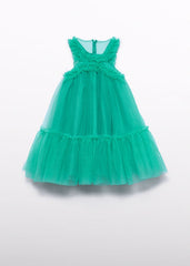 Vestido tul volantes jade