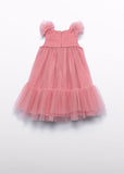 Vestido tul volantes orquidea