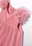 Vestido tul volantes orquidea