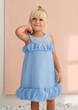 Vestido organza arrugada celeste