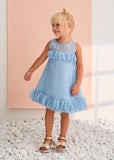 Vestido organza arrugada celeste