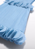 Vestido organza arrugada celeste