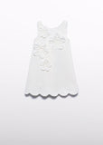 Vestido crepe flores 3d nata