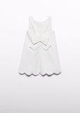 Vestido crepe flores 3d nata
