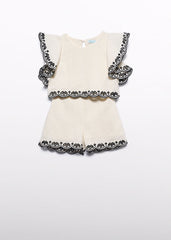 Conj. Bermuda bordado ondas crema-negro