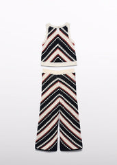 Conj. Pantalon largo crochet crema-negro