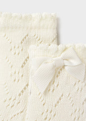 Calcetin calado lazo crudo