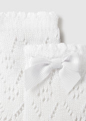 Calcetin calado lazo blanco