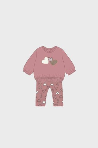 Conj. 2 piezas orquidea pantalones hearts