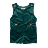 Pete Green velvet boy shortall w/ woven shirt