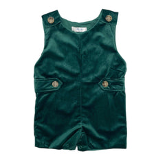 Pete Green velvet boy shortall w/ woven shirt