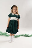 Scarlet Green velvet sash dress