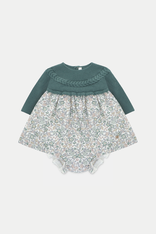 VESTIDO C/BRAGA PTO Y TELA "BRIGHTON"