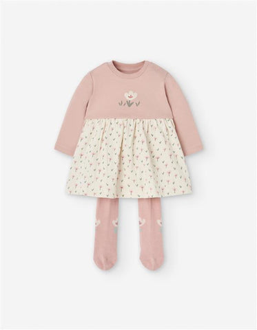 VESTIDO COMBINADO "FLORES" C/MALLAS