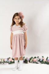 Scarlet Pink velvet sash dress