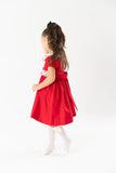 Karla Red smock ruffle sash-col dress