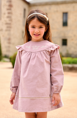 VESTIDO TELA PANA NIÑA LENA ROSA EMPOLVADO