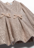 Vestido lazos champan