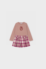 Conj. Camiseta y bermuda cuadros framboise
