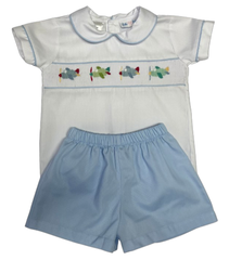 Airplane Smocked Short Set